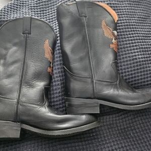 Harley Davidson Black Leather Cowboy Boots